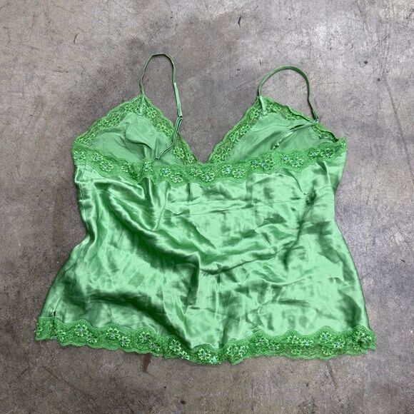 Vintage y2k retro 100% silk lace sequin babydoll cami - Picture 5 of 6